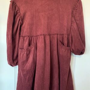 Vintage Burgundy Dress with Pockets
